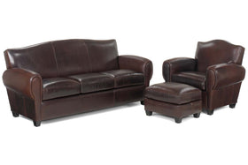 Parisian "Designer Style" Leather Sofa Set