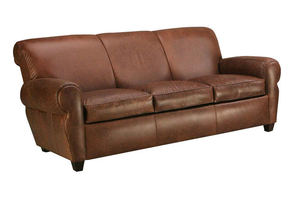 Parker 83.5 Inch 3 Cushion Leather Queen Sleeper Sofa Manhattan Style