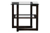 Image of Parson Contemporary Square Geometric Base End Table With Glass Top And Shelf