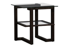 Parson Contemporary Square Geometric Base End Table With Glass Top And Shelf
