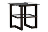 Image of Parson Contemporary Square Geometric Base End Table With Glass Top And Shelf