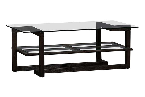 Parson Contemporary Rectangular Geometric Base Coffee Table With Glass