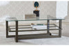 Image of Parson Contemporary Rectangular Geometric Base Coffee Table With Glass Top And Shelf