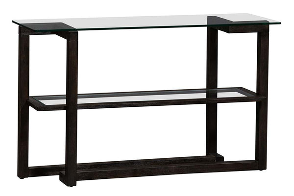 Parson Contemporary Rectangular Geometric Base Sofa Table With Glass T