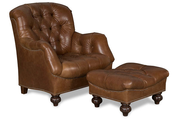 Henry Leather Tufted Back Accent Arm Chair