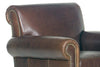 Image of Prescott Traditional Leather Club Chair w/ Antiqued Brass Nailhead Trim