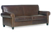 Image of Prescott 83 Inch "Designer Style" Traditional Two Seat Leather Sofa w/ Antiqued Brass Nailhead Trim