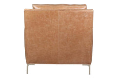 Quincy Cognac "Quick Ship" Modern Top Grain Leather Pillow Back Chair