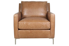 Quincy Cognac "Quick Ship" Modern Top Grain Leather Pillow Back Chair