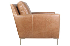 Quincy Cognac "Quick Ship" Modern Top Grain Leather Pillow Back Chair