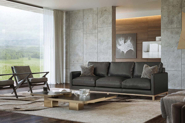 Radcliffe Rio Charcoal Modern Track Arm Leather Club Chair