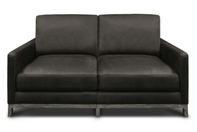 Radcliffe Rio Charcoal Contemporary Leather Track Arm Loveseat
