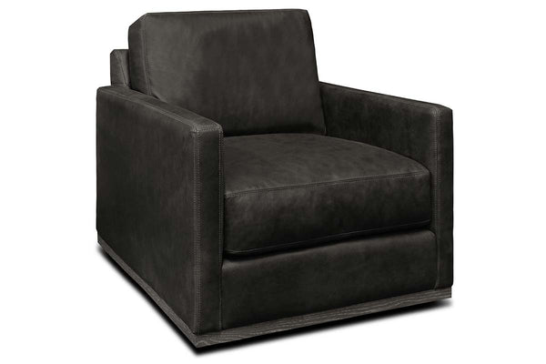Radcliffe Modern Track Arm Swivel Leather Club Chair