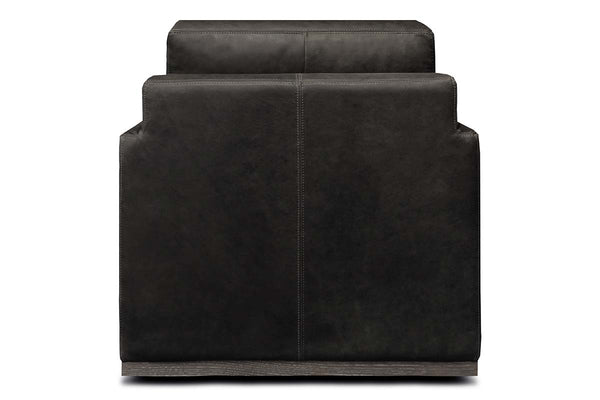 Radcliffe Rio Charcoal Modern Track Arm Swivel Leather Club Chair