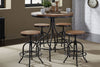 Image of Reed 5 Piece Vintage Round Pub Table Set With Distressed Black Finish And Adjustable Drafting Stools