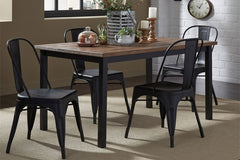 Reed 5 Piece Vintage Leg Table Set With Distressed Black Finish And Metal Bow Back Chairs