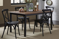 Reed 5 Piece Vintage Leg Table Set With Distressed Black Finish And X Back Chairs