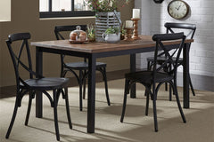 Reed 5 Piece Vintage Leg Table Set With Distressed Black Finish And X Back Chairs