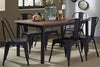 Image of Reed 7 Piece Vintage Leg Table Set With Distressed Black Finish And Metal Bow Back Chairs