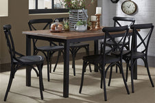 Reed 7 Piece Vintage Leg Table Set With Distressed Black Finish And X Back Chairs