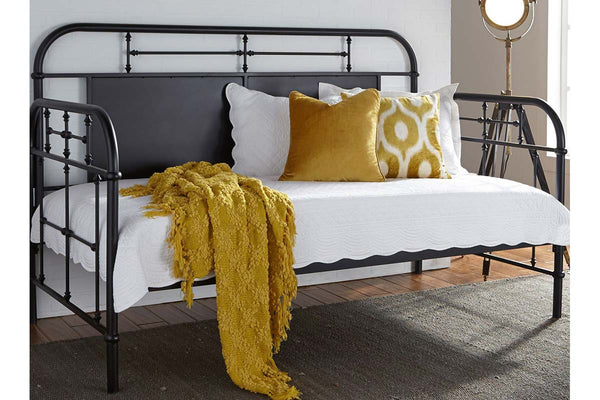 Reed Twin Antique Black Metal Daybed With Trundle "Create Your Own Bedroom" Collection