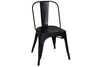 Image of Reed 7 Piece Vintage Leg Table Set With Distressed Black Finish And Metal Bow Back Chairs