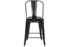 Image of Reed 5 Piece Vintage Round Pub Table Set With Distressed Black Finish And Metal Bow Back Counter Chairs