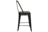 Image of Reed 5 Piece Vintage Round Pub Table Set With Distressed Black Finish And Metal Bow Back Counter Chairs