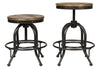 Image of Reed 5 Piece Vintage Round Pub Table Set With Distressed Black Finish And Adjustable Drafting Stools