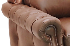 Richardson Leather Tufted Arm Club Chair With Nail Trim