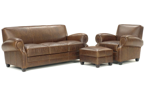 Richmond High End Club Style Leather Couch Set