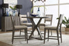 Image of Ronan Contemporary 5 Piece Round Gathering Pedestal Table Set In A Distressed Weathered Gray Finish