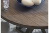 Image of Ronan Contemporary 5 Piece Round Gathering Pedestal Table Set In A Distressed Weathered Gray Finish