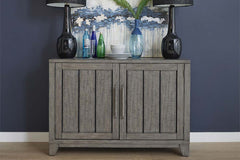 Ronan Contemporary Door Storage Buffet Server In A Distressed Weathered Gray Finish
