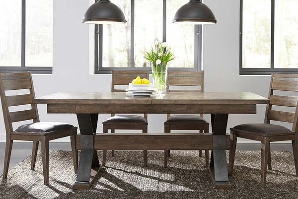 Rutherford 5 Piece Urban Living Trestle Table Dining Set With Ladder Back Chairs