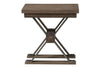 Image of Rutherford Industrial Style Antique Pewter Metal Base Chair Side Table With Weathered Bark Top