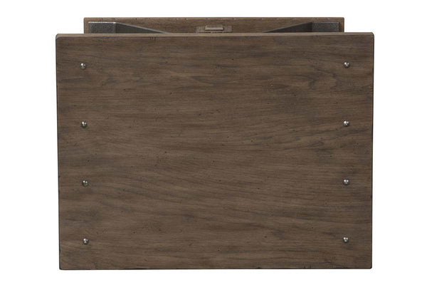 Rutherford Industrial Style Antique Pewter Metal Base Chair Side Table With Weathered Bark Top