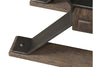 Image of Rutherford Industrial Style Antique Pewter Metal Base Sofa Table With Weathered Bark Top