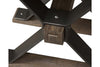 Image of Rutherford Industrial Style Antique Pewter Metal Base Sofa Table With Weathered Bark Top
