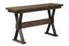 Image of Rutherford Industrial Style Antique Pewter Metal Base Sofa Table With Weathered Bark Top