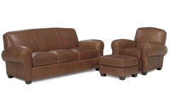 Sebastian 3 Piece Distressed Leather Tight Back Sofa Set