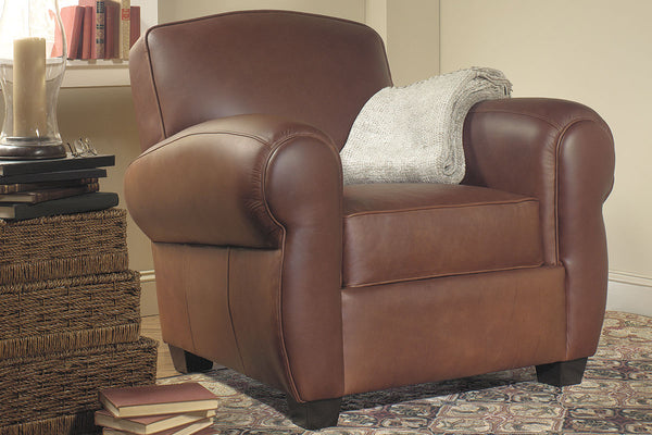 Sebastian Cigar Style Distressed Leather Club Chair