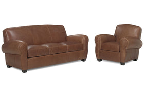 Sebastian Distressed Leather Queen Sleeper Sofa And Recliner Set