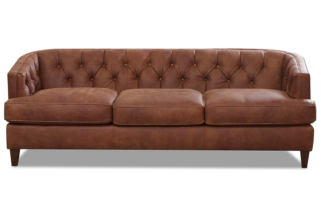 Silas 88 Inch Quick Ship Tufted Traditional Leather Sofa