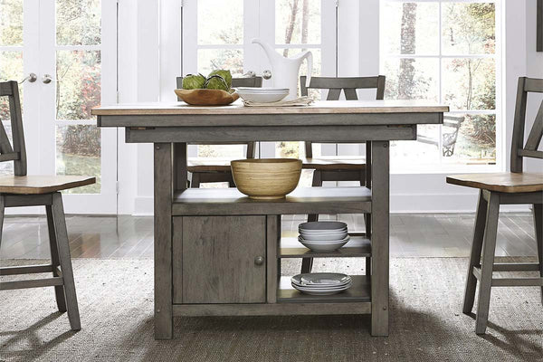 Silverton Rustic Farmhouse Gray With Sandstone Top 5 Piece Gathering Table Set With Swivel Chairs