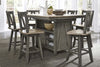 Image of Silverton Rustic Farmhouse Gray With Sandstone Top 7 Piece Gathering Table Set With Swivel Chairs