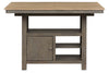 Image of Silverton Rustic Farmhouse Gray With Sandstone Top 7 Piece Gathering Table Set With Swivel Chairs
