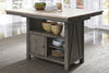 Image of Silverton Rustic Farmhouse Gray With Sandstone Top 7 Piece Gathering Table Set With Swivel Chairs