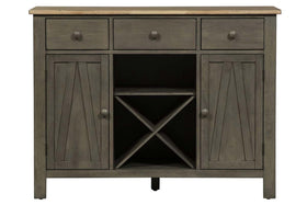 Silverton Rustic Farmhouse Gray With Sandstone Top Storage Buffet Server