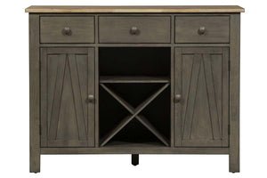 Silverton Rustic Farmhouse Gray With Sandstone Top Storage Buffet Server